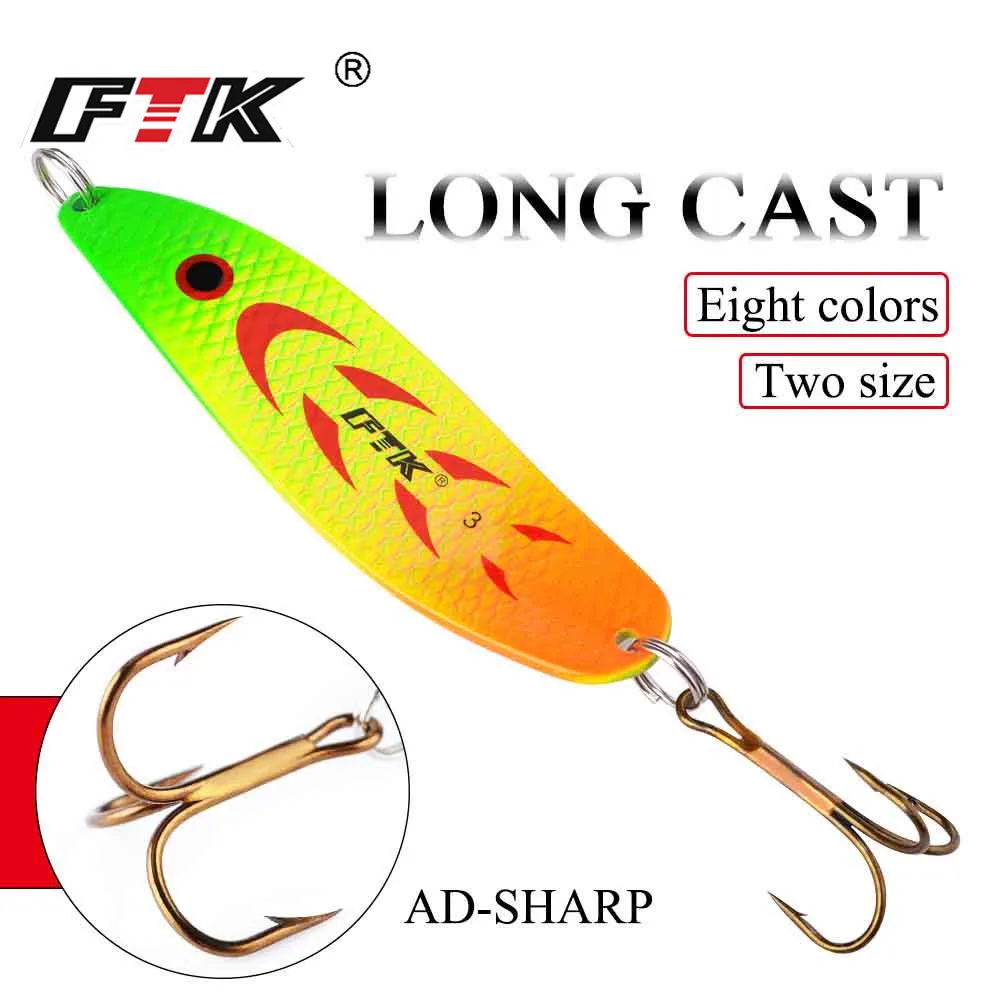 Ftk Metal Vib Leech Spinners Spoon Lures 18G 27G Esca Artificiale Con Amo Triplo Attrezzatura Da Pesca Notturna Per Bass Pike Perch