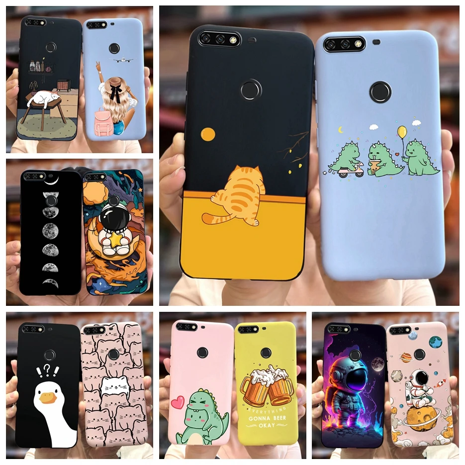 Per Huawei Y7 2018 Custodia Y7 Prime 2018 Cover Posteriore Dipinta Simpatico Cartone Animato Per Huawei Y7 Pro 2018 Y7Prime 2018 Custodia Morbida Fund