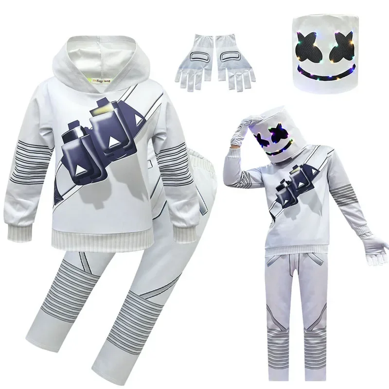 Dj Marshmello Costumi Tute Bambini Clown Vestiti Cosplay Halloween Natale Costume Party Game Cosplay Fortnites Costumi
