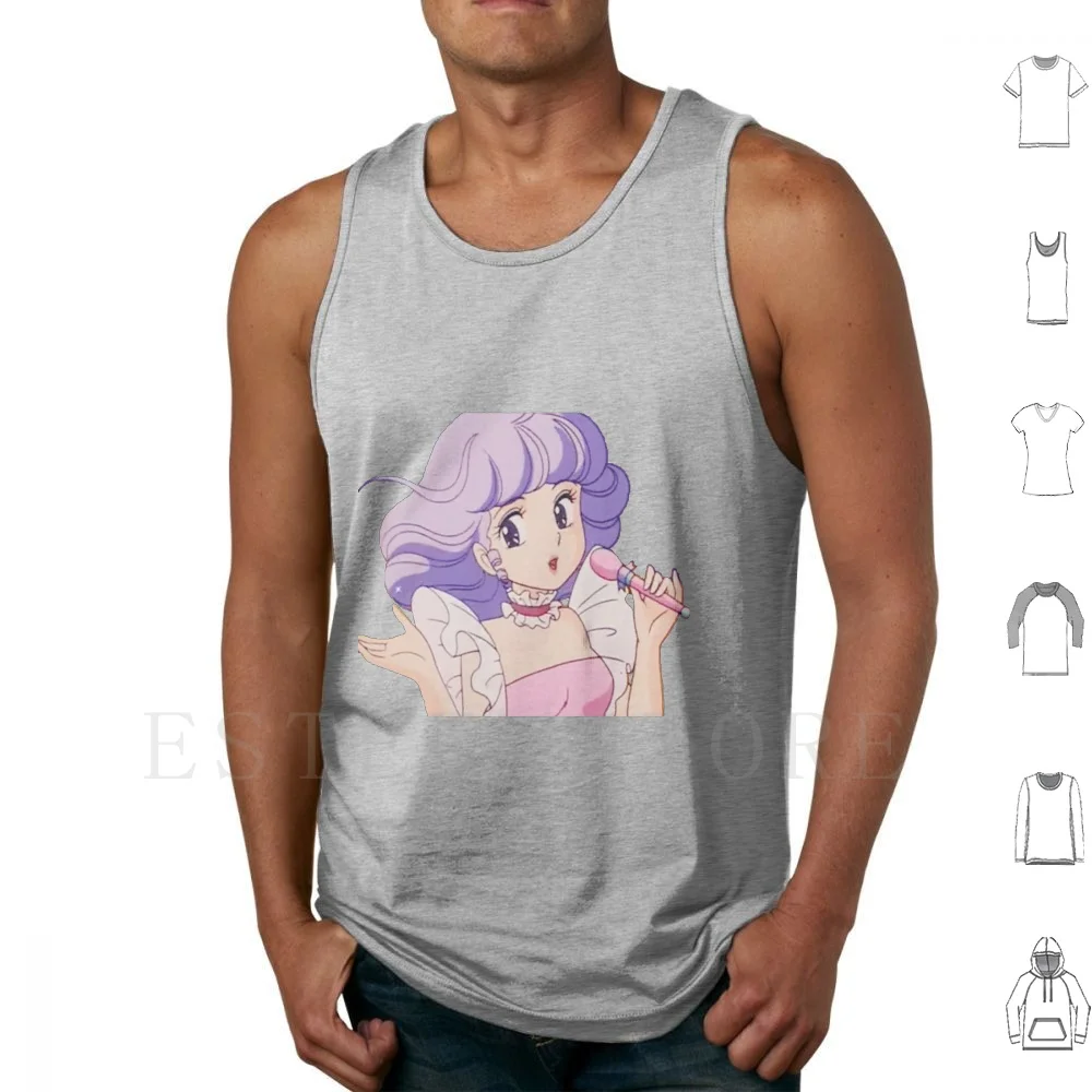 Creamy Mami Canotte Gilet Senza Maniche Ragazze Donna Carino Kawai Canto Anime Manga Viola Micro Pink Outfit Trucco Occhi