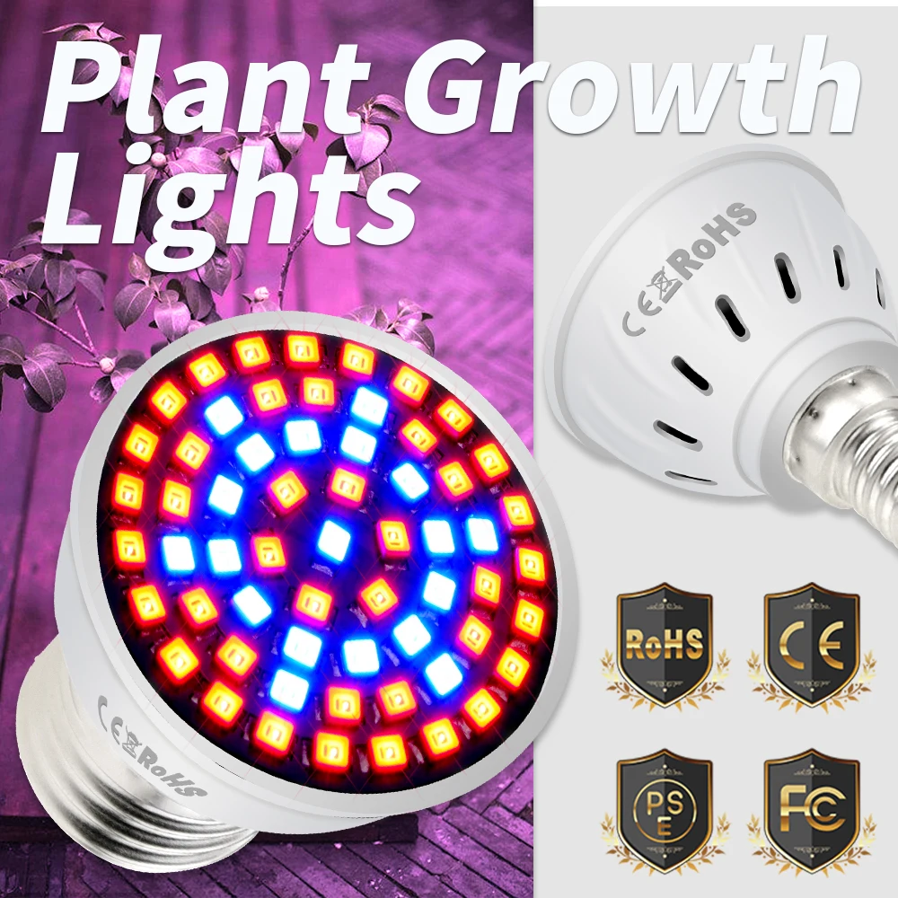 Phyto Greenhouse Lights E14 Lampada A Spettro Completo Led Plant Bulb Sistema Idroponico Phytolamp Grow Tent Indoor Flower Seed Lighting