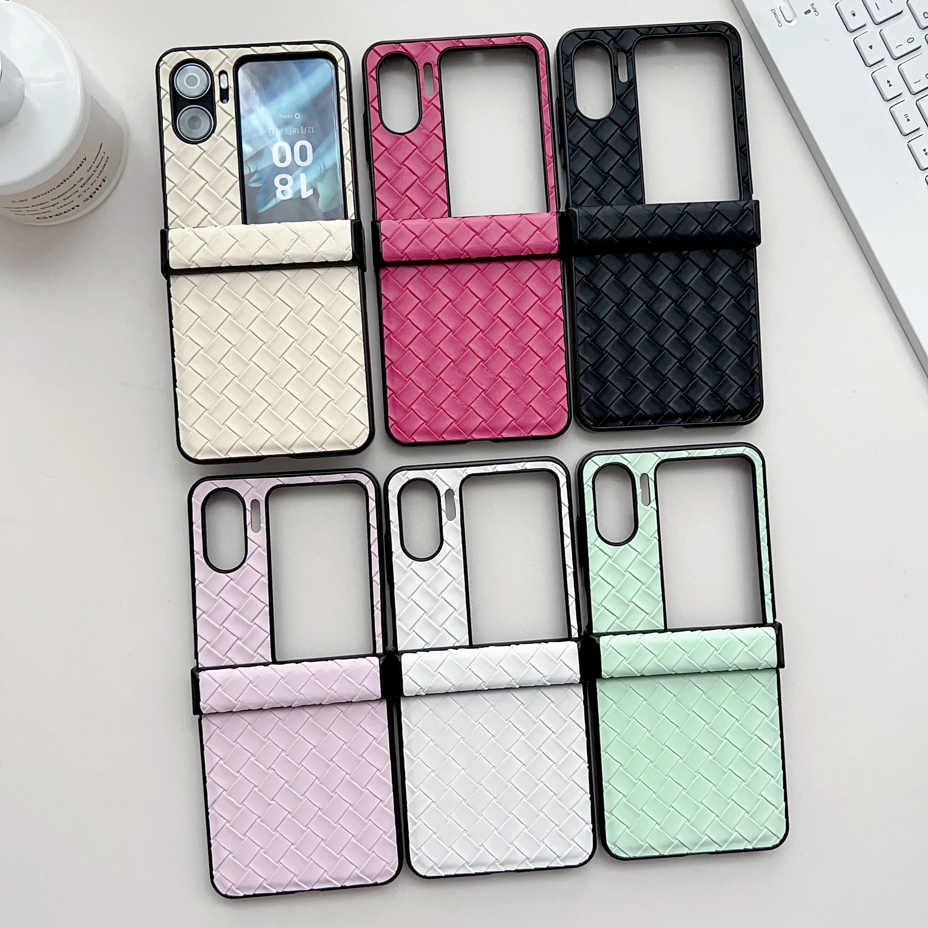 Nuova Custodia In Pelle Intrecciata Per Oppo Find N2 Flip Findn2 Flip Find N2Flip Oppo Find N2 Custodia Colorata Flip Case