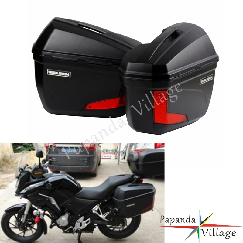 2X Moto Universale Moto 20L Led Custodie Laterali Panniers Side Tail Top Box Bagagli Cargo Box Per Bmw Honda Yamaha Suzuki