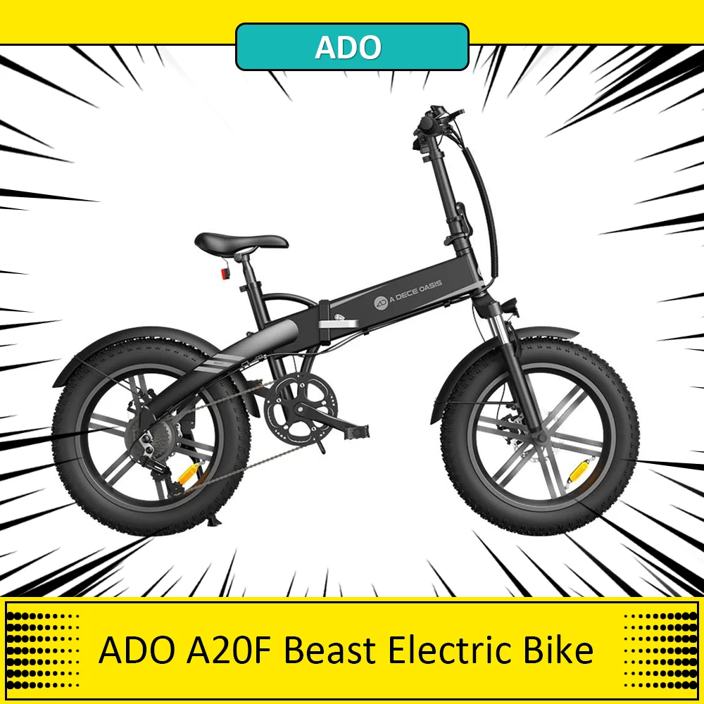 Ado A20F Beast Bici Elettrica 250W Motore 25 Km/H 36V 14.5Ah Batteria 20*4.0 Grasso Pneumatico Adulto Pieghevole Comfort E-Bike Controllo App