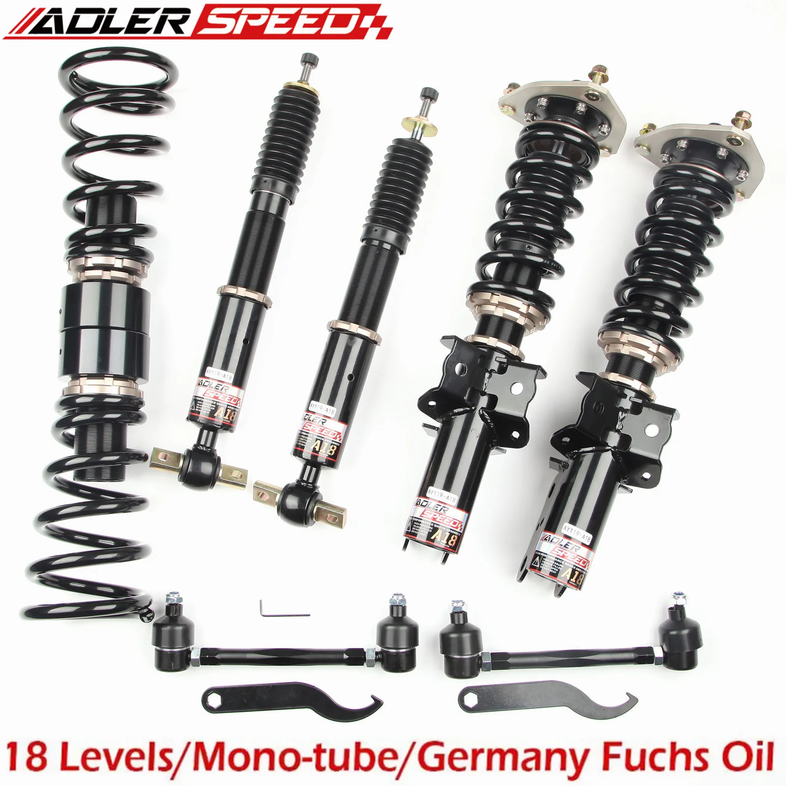 Adlerspeed Coilovers Di Smorzamento A 18 Vie Per Ford Mustang 15-21 Kit Di Ammortizzatori Ecoboost Gt V6 V8