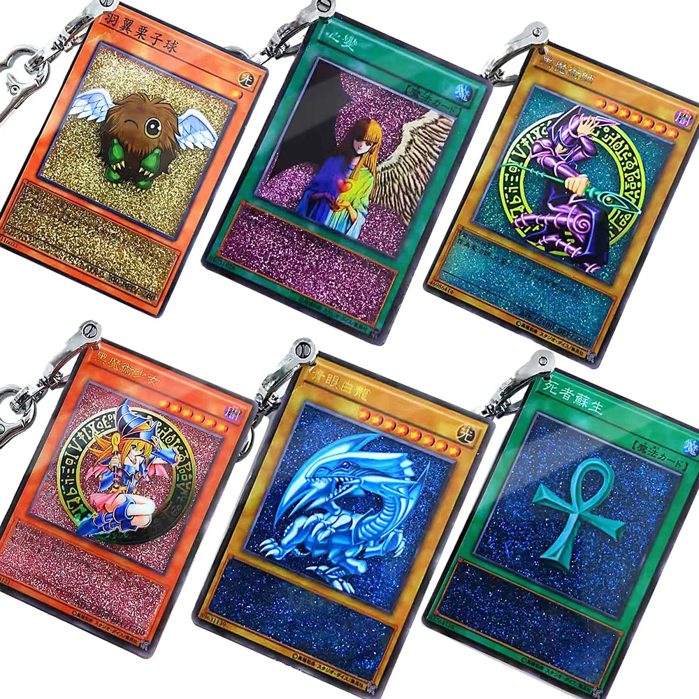 Anime Duel Monsters Portachiavi Monster Reborn Blue Eyes White Dragon Sky Dragon Acrilico Trasparente Card Ciondolo Portachiavi Fan Gift