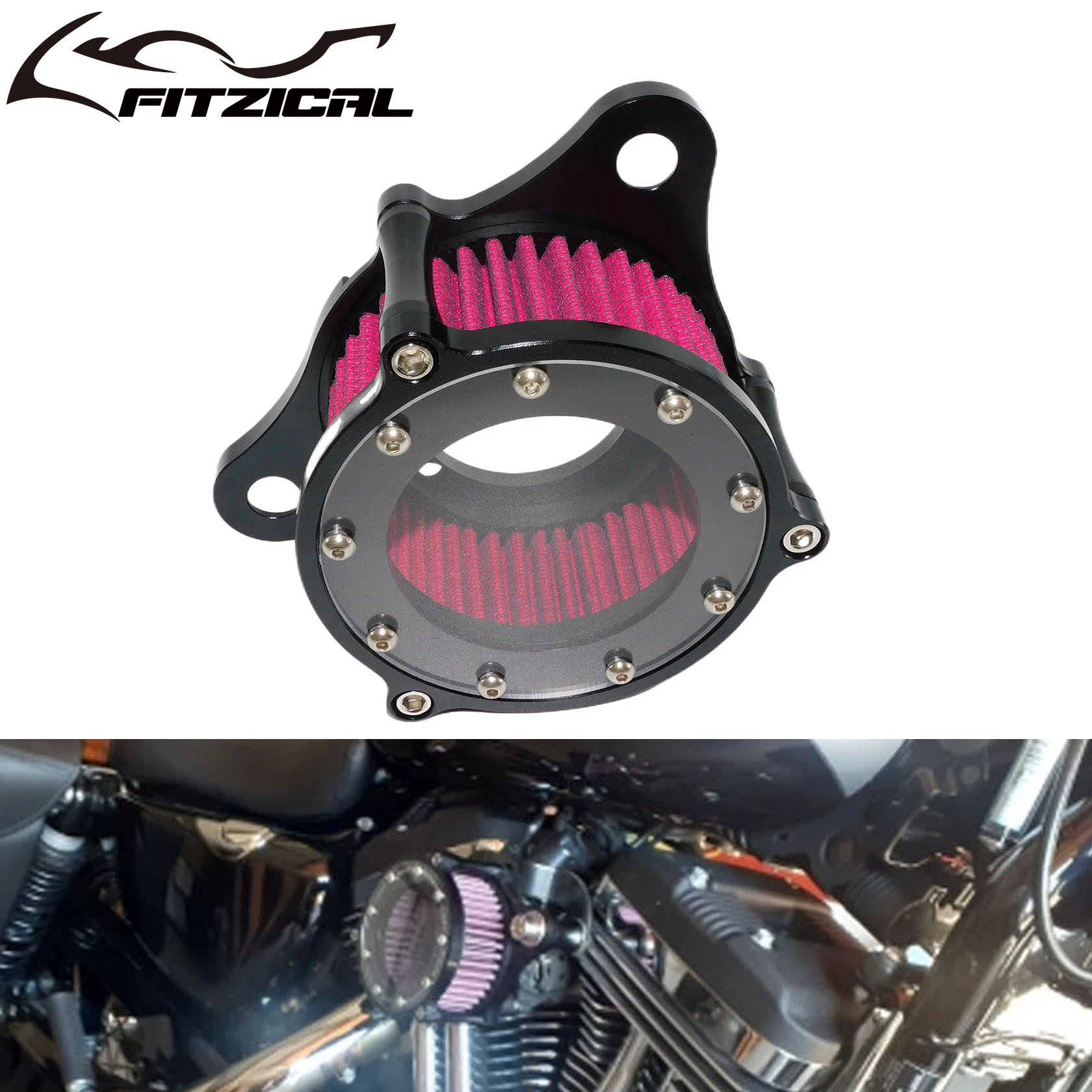 Filtro Aria Moto Filtro Aria Sistema Di Aspirazione Kit Cnc Per Harley Sportster Xl883 Xl1200 Ferro 883 48 72 72 72 72 72 1991-Up