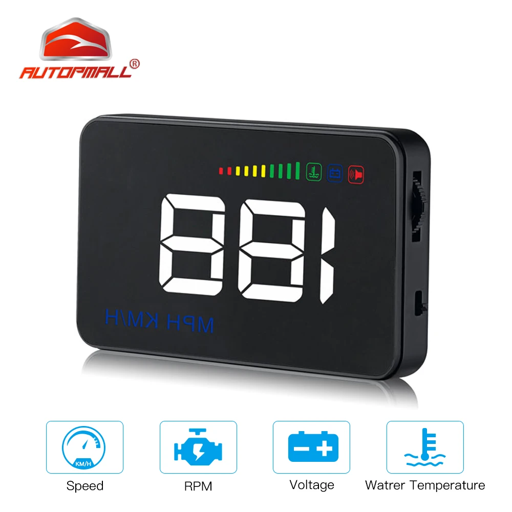 Hud Display Car Overspeed Alarm Allarme Temperatura Acqua Obdii O Eu Obd Interface Pellicola Riflettente Car-Styling Head Up Display