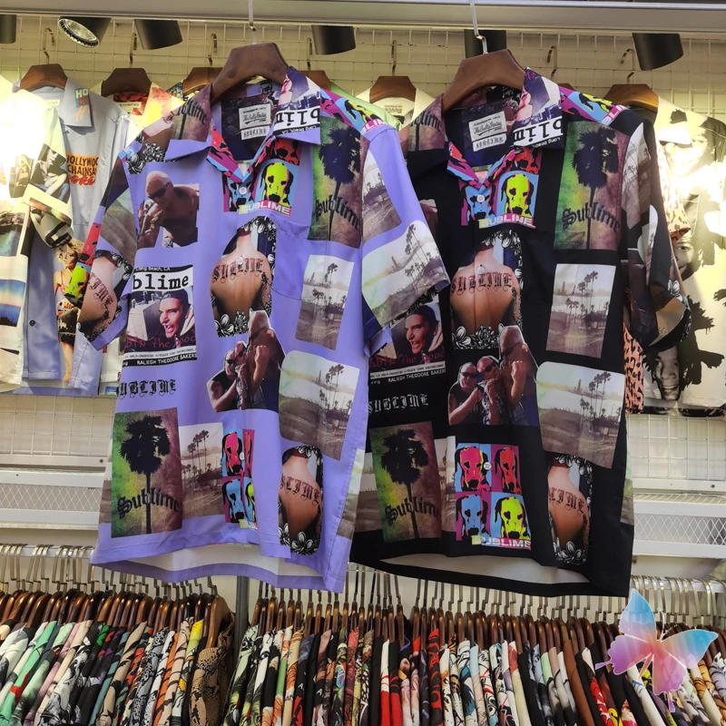 True Photo Wacko Maria Shirt Film Character Print T-Shirt Manica Corta Risvolto Button Up Uomo Donna Abbigliamento Camicie