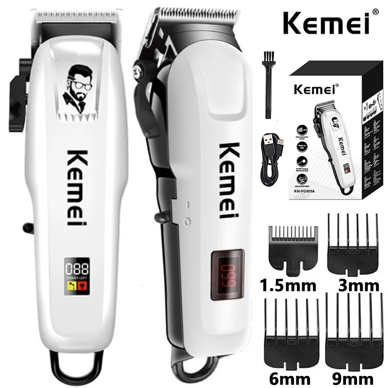 Kemei Km-Pg809A Km-809A Tagliacapelli Elettrico Cordless Tagliacapelli Da Uomo Professionale Ricaricabile Strumento Tagliacapelli