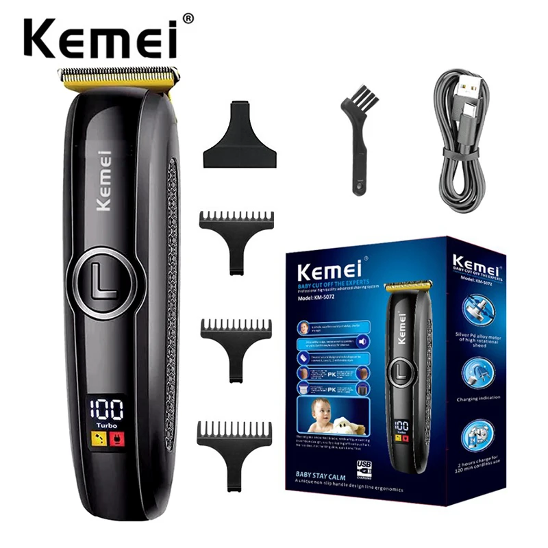Kemei Professional Hair Trimmer Men Electric Face Mini Hair Clipper Ricaricabile Hair Cutting Machine Display Lcd Fast Charge
