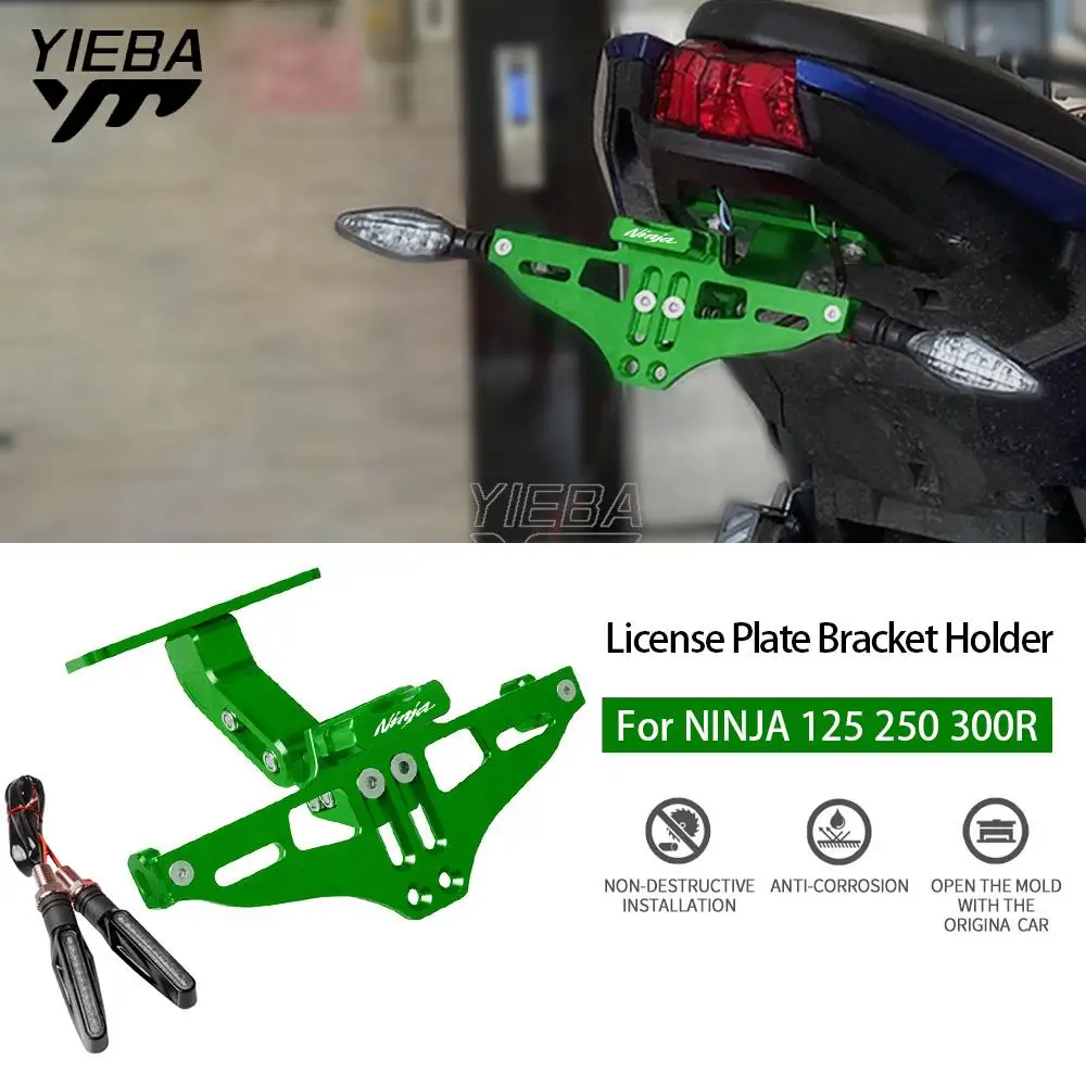 For Kawasaki Ninja 125 250 300R 2019-2021 Motorcycle License Plate Holder Mount Bracket Adjusted Angle Rear License Number Plate