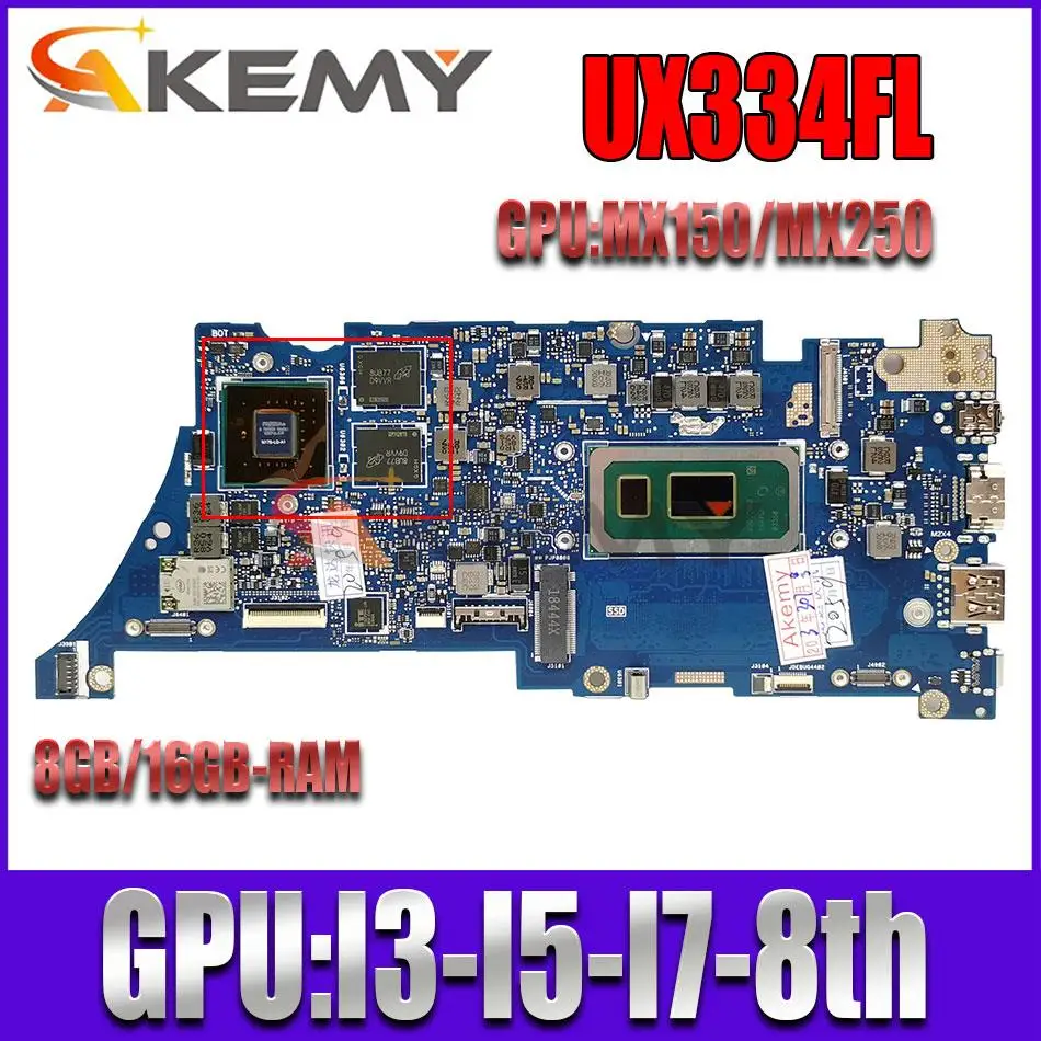 Scheda Madre Ux334Fl Per Scheda Madre Per Laptop Asus Zenbook Ux463Fl Ux434Fl Ux434Fac Con I3-I5-I7-8Th I5 I7-10Th Gen 8Gb/16Gb-Ram