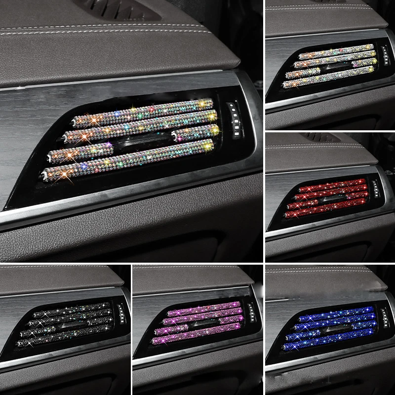 Diamond Car Air Conditioner Outlet Strisce Decorative Clip Universale A Forma Di U Strass Griglia Sticker Accessori Interni Auto