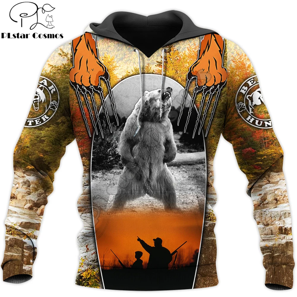 Love Bear Hunting Pattern 3D All Over Printed Mens Autunno Felpa Con Cappuccio Unisex Streetwear Casual Zip Jacket Pullover Kj619
