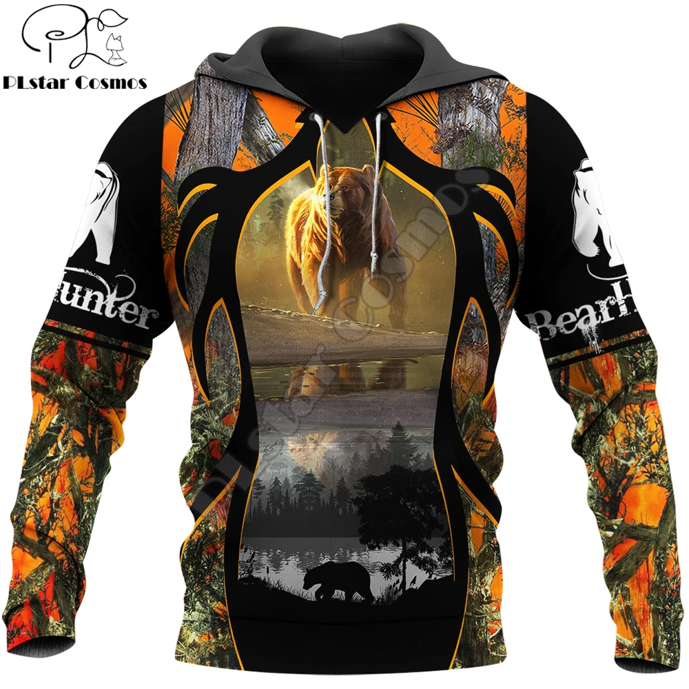 Love Bear Hunting Pattern 3D All Over Printed Mens Autunno Felpa Con Cappuccio Unisex Streetwear Casual Zip Jacket Pullover Kj617