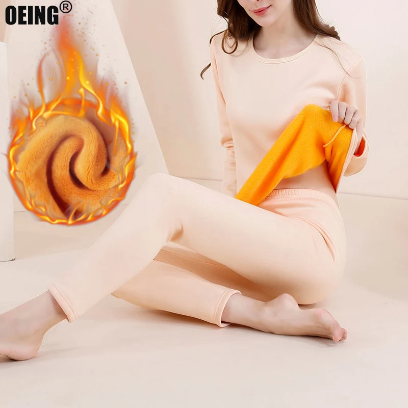 Set Di Abbigliamento Termico Da Donna In Pile Spesso Lingerie Calda Abbigliamento Invernale Intimo Più Velluto Donna 2 Pezzi Pantaloni Da Casa Set Don
