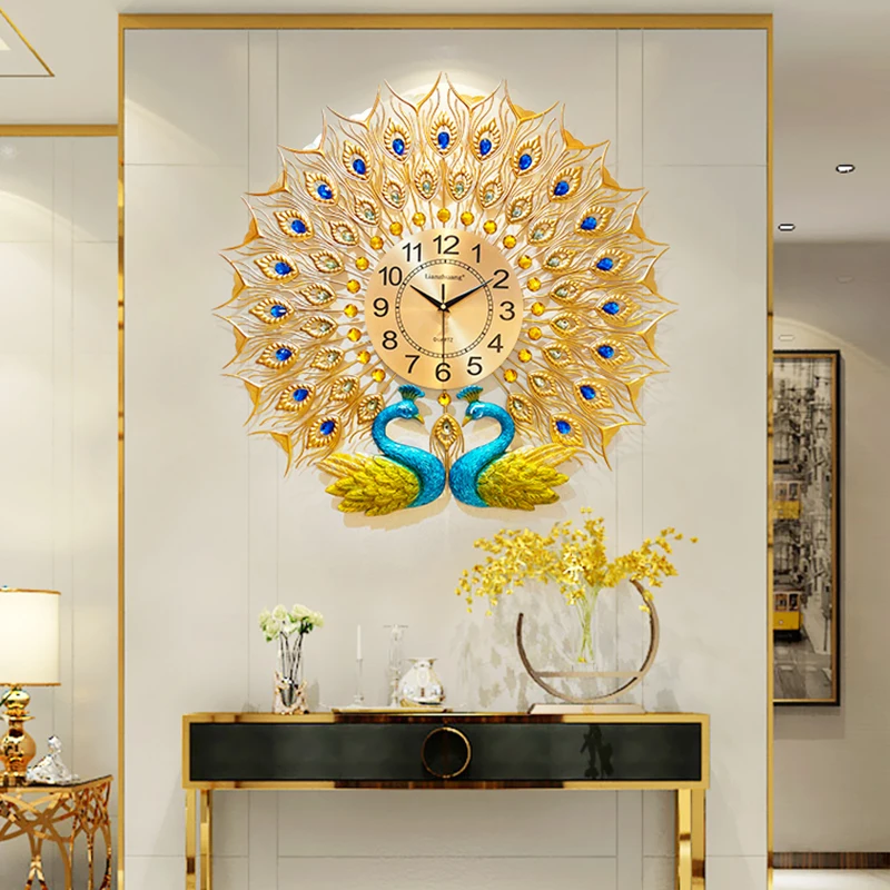 Art Luxury Wall Clocks Mechanism Digital Modern Peacock Bedroom Wall Clock Design Kitchen Orologio Da Parete Wall Decor Wwh20Xp