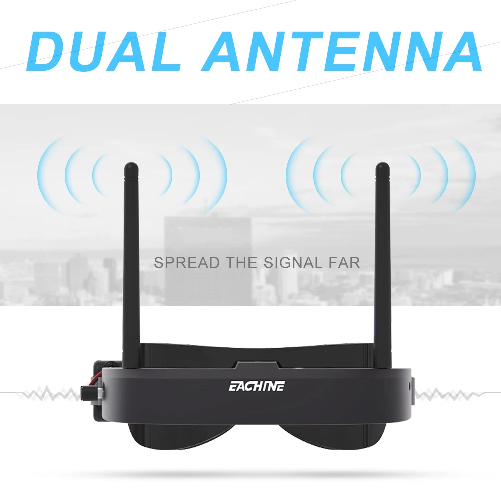 Eachine Ev100 720*540 5.8G 72Ch Fpv Occhiali Con Doppia Antenna Ventola 18650 Custodia Per Batteria Per Rc Drone