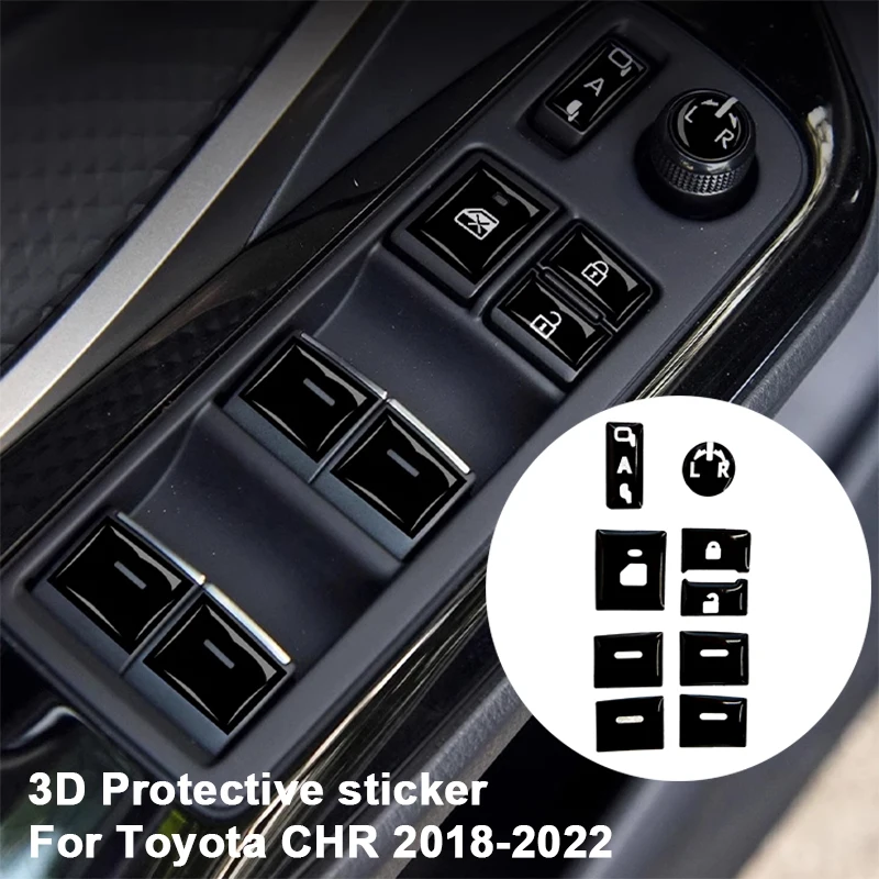 Per Adesivi Per Auto Toyota Copertura Del Pulsante Dell'Alzacristallo Per Accessori Per Tuning Toyota Chr Protezione Del Pulsante Di Accensione Da 201
