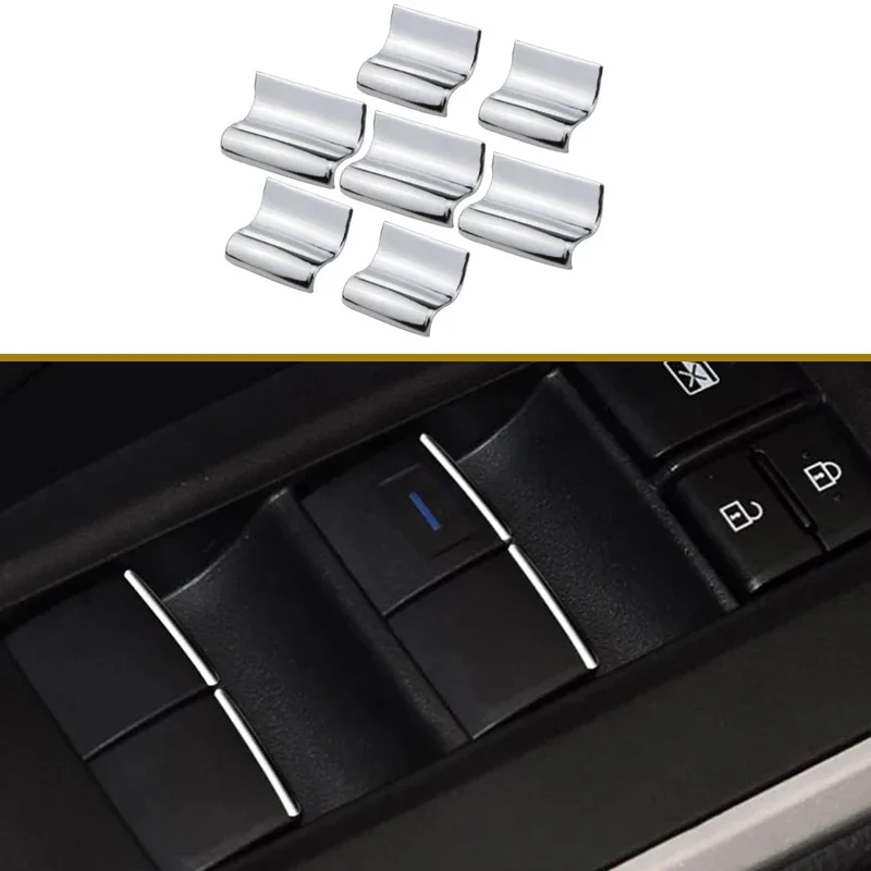 Abs Chrome Car Window Lifter Button Paillettes Cover Trim Accessori Per Toyota Chr C-Hr Sienna Fortuner 2016 - 2021