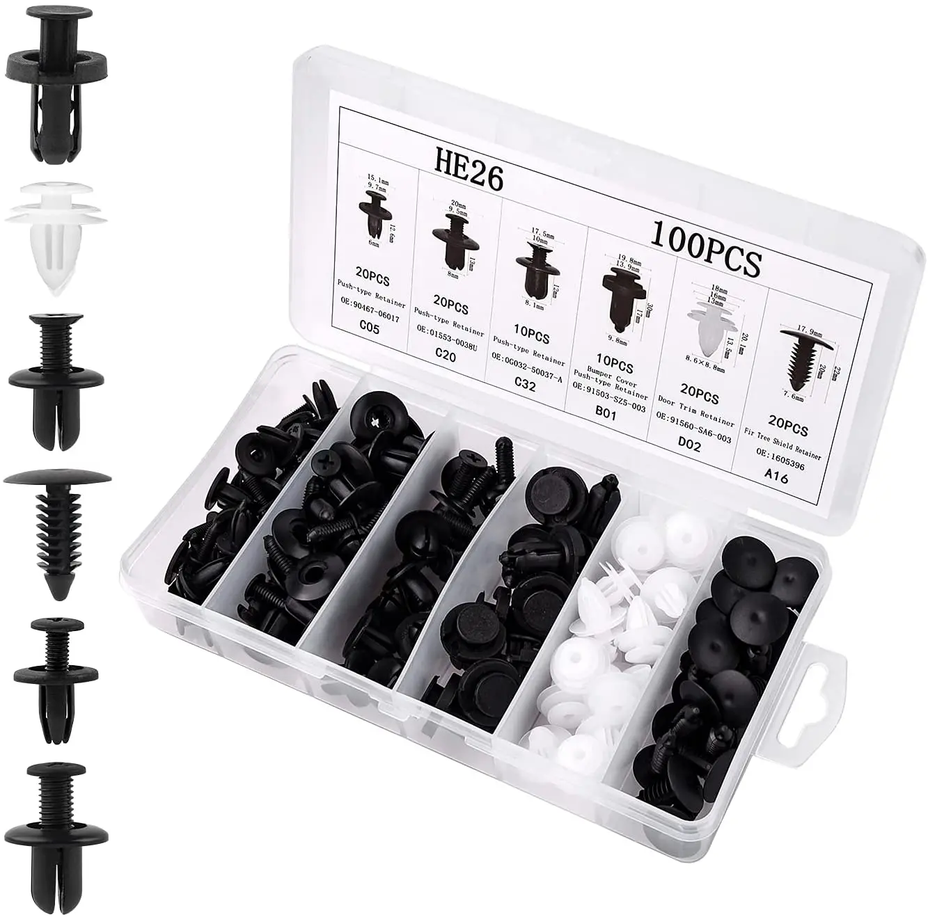 6 Dimensioni 100 Pz Auto Fastener Clip Per Auto Corpo Misto Push Fermo Perno Rivetto Per Chevrolet Miray Caprice Agile Stingray Aveo5 Matiz