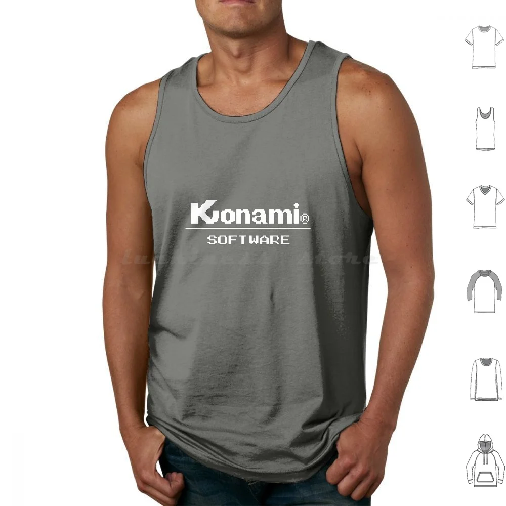 Konami Software Pixel Logo Canotte Gilet Senza Maniche Msx Nes Famicom Japan Retrogaming Shmup Arcade Game Boy Super