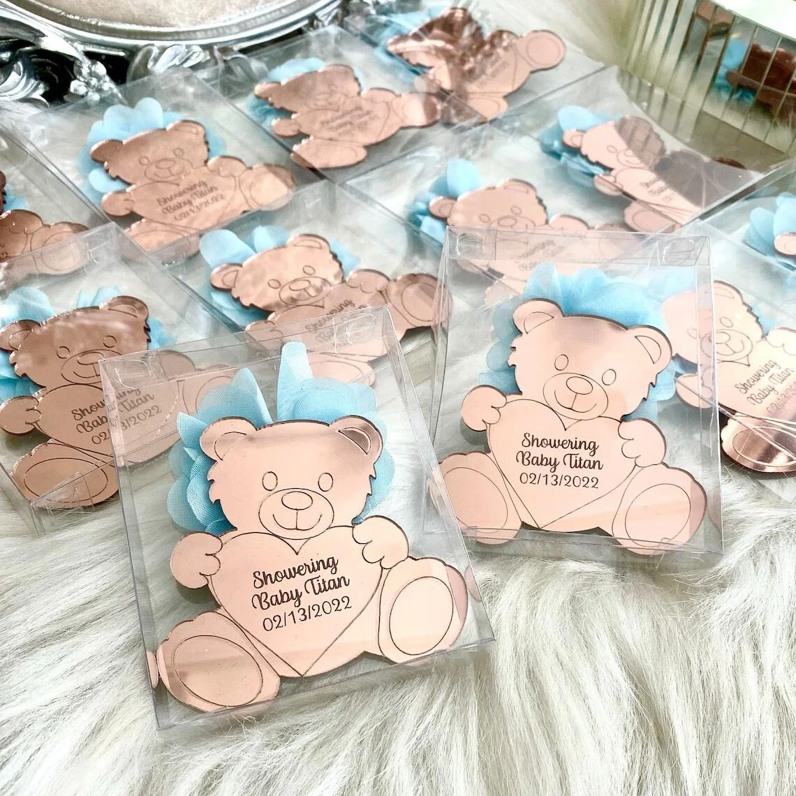 50 Pezzi Etichette Personalizzate Per Orsi Inciso Nome Del Bambino Data Baby Shower Custom Princess Party Prima Comunione Bomboniere Tag Decor Gifts