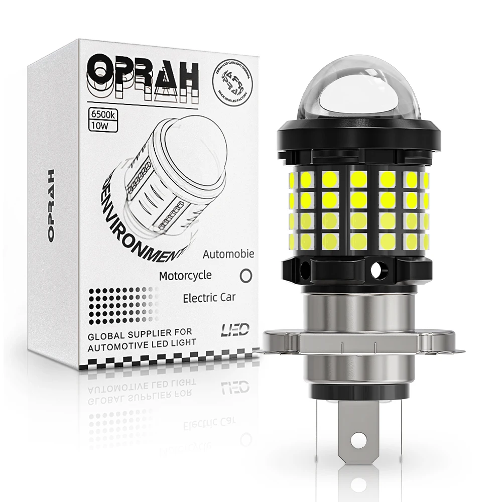 Faro Moto Led H4 Ba20D H6 Moto Light 3030 60Smd Hi Lo Beam Canbus Dual Color Bianco Ambra 12V 6500K Dual Color 8000Lm