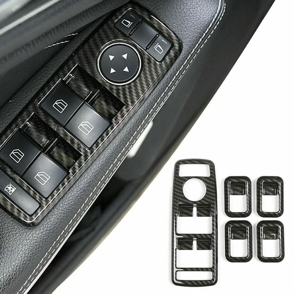 1Set Pulsante Interruttore Di Sollevamento In Vetro Trim Per Mercedes A/B/Cla/Gle/Gla/Glk/Clas In Fibra Di Carbonio Automotive Glass Lift Switch Butto