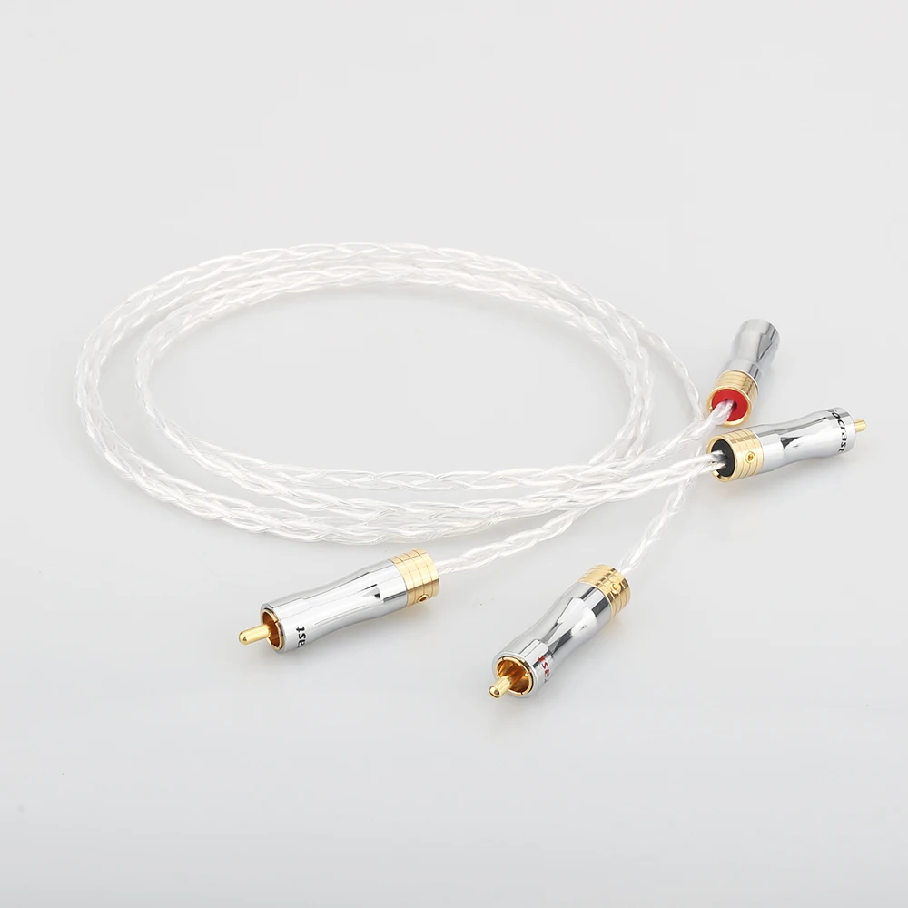 Hifi 8N Occ Rame Placcato Argento Rca A Rca Spina Del Cavo Rca A Rca Maschio Cavo Audio