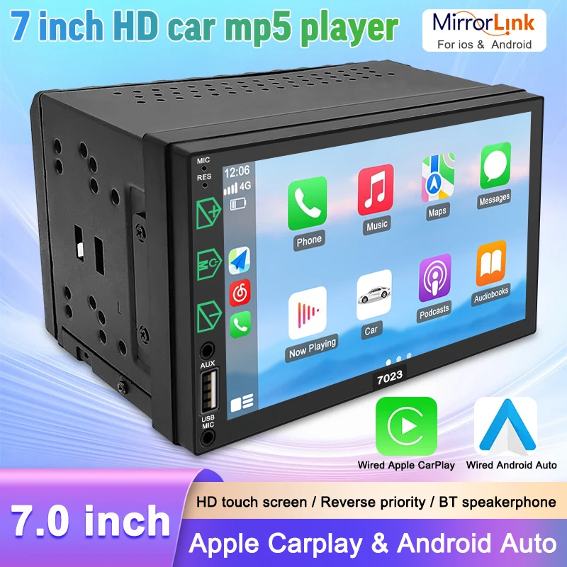 7 ''2Din Car Mp5 Player Automotive Multimedia Car Radio Player Wired Carplay Android Auto Bass Surround Bluetooth Fm Car Stereo