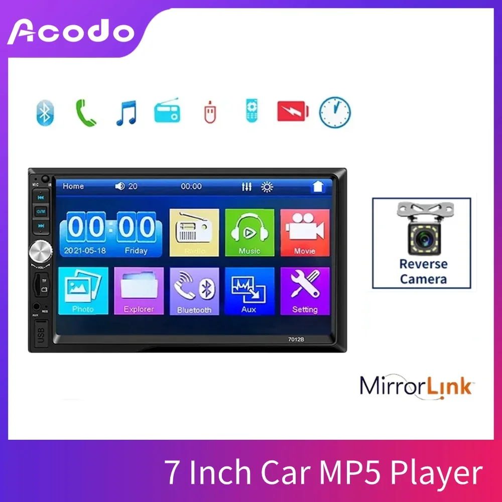 Acodo Car Stereo 2 Din Radio Lettore Mp5 7012B Autoradio Multimedia Touch Screen Auto Audio Mirror Link Bluetooth Mp4 Usb Tf Fm