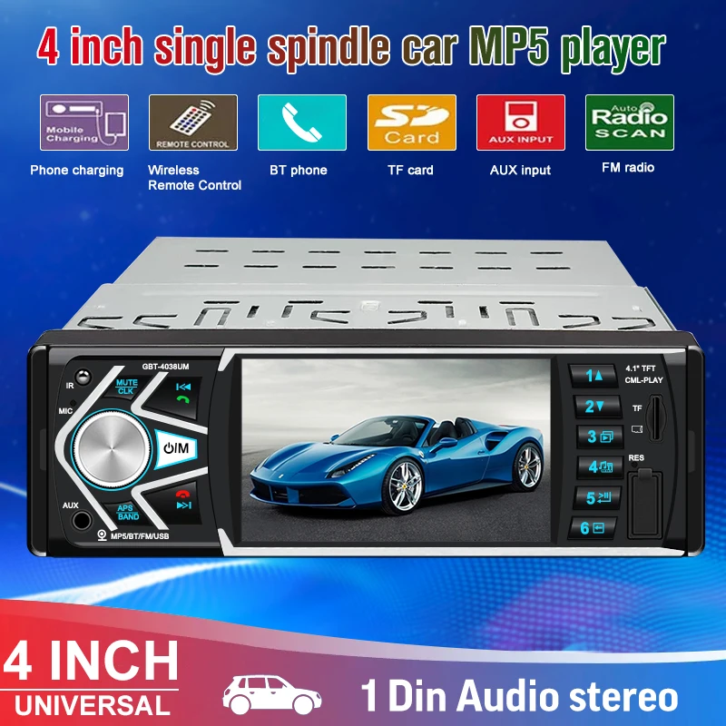 4.0 ''1 Din Autoradio Auto Audio Stereo Autoradio Bluetooth Usb Volante Lettore Multimediale Per Auto A Distanza
