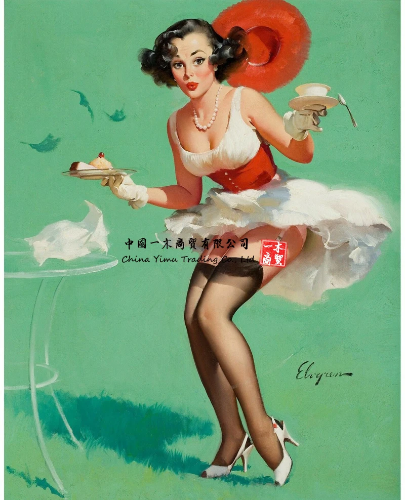 Pinup Girl-Fresh Breeze 1960 Poster Stickers Picture Art Movie Car Game Film Us Ww2 Militaria