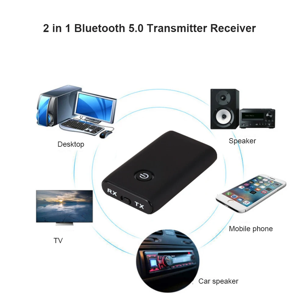 Trasmettitore Ricevitore 2 In1 Hi-Fi Music Audio Adapter Wireless Bluetooth-Compatibile 5.0 Per Tv Pc Car Speaker