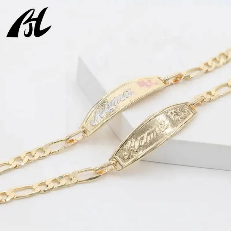 2023 Nuovo Design Lettere D'Amore E Bracciali Mama Oro Laminado Regalo In Ottone Placcato Oro 18 Carati