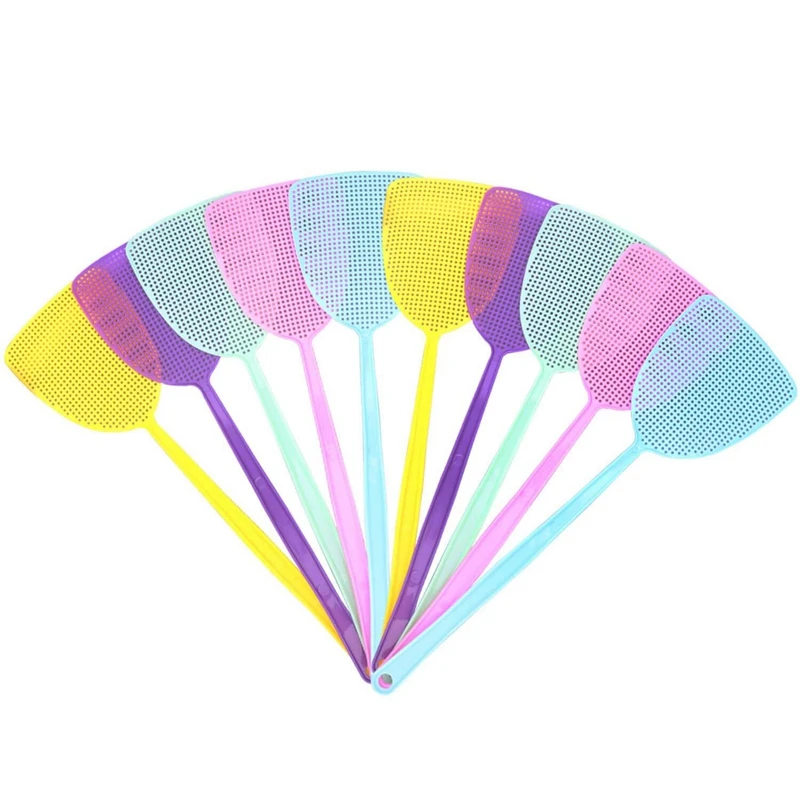 Fly Swatter 10 Pack Plastica Manico Lungo Fly Swat Manuale Swat Controllo Dei Parassiti Per Mosche E Zanzare Multicolore Casuale