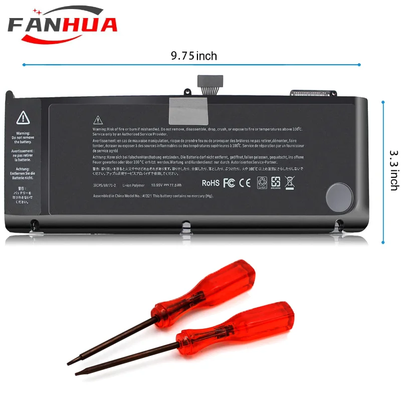 A1321 New Replacement Laptop Battery For Macbook Pro 15 Inch A1286 (Mid 2009 2010 Version) Laptop Battery - 6 Cells 11.1V 77.5Wh