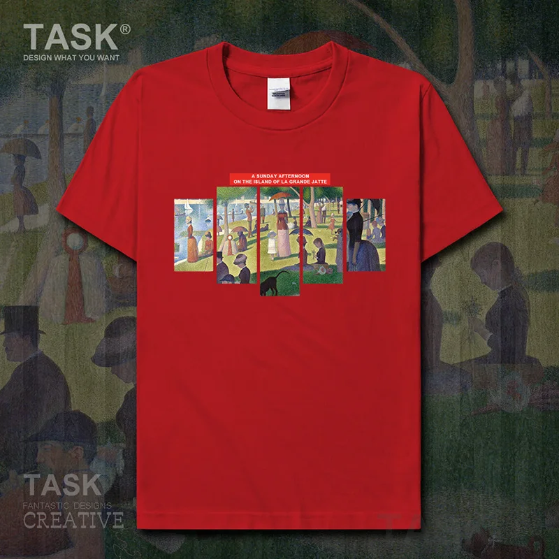 Mondo Famoso Dipinto Serie T-Shirt George Shura Di Arte Pittura Una Domenica Pomeriggio A Manica Corta Vestiti Di Cotone Di Estate Streetwear