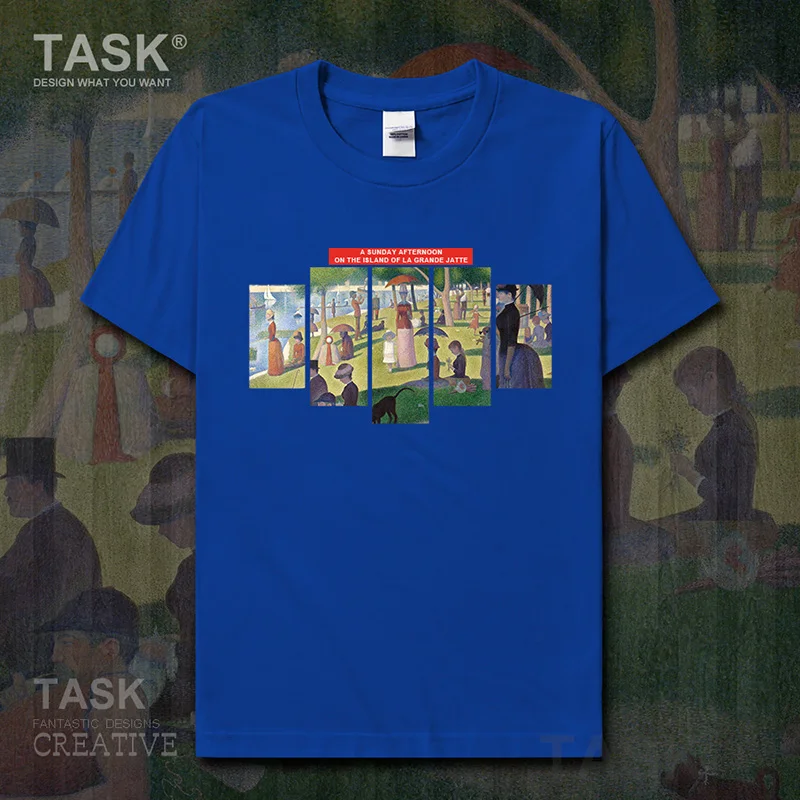 Mondo Famoso Dipinto Serie T-Shirt George Shura Di Arte Pittura Una Domenica Pomeriggio A Manica Corta Vestiti Di Cotone Di Estate Streetwear