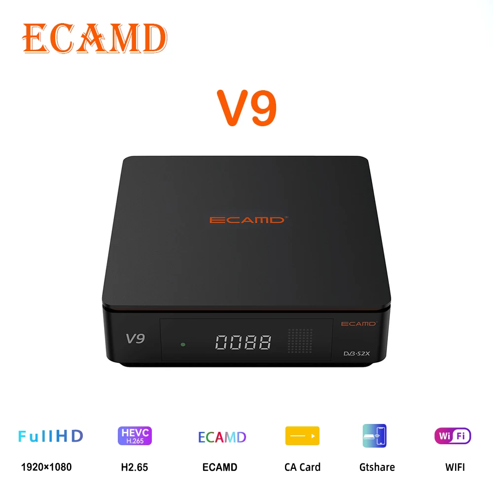 Ecamd V9 Decoder Satellitare Dvb-S2X Sintonizzatore Tv Digitale, Biss Auto Roll/Avs + Vc /Acm Ricevitore Satellitare