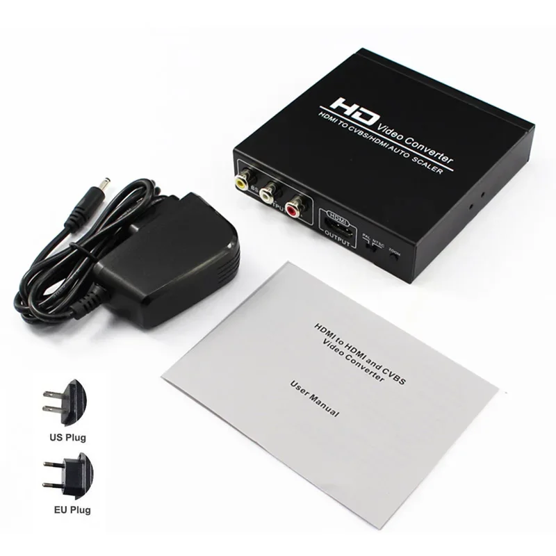 Hd A Cvbs Av/Hd Auto Scaler Ntsc Pal Tv Format, Convertitore Video Compatibile Con Hdmi Per Vhs Vcr Computer Dvd Recorder Pc A Tv