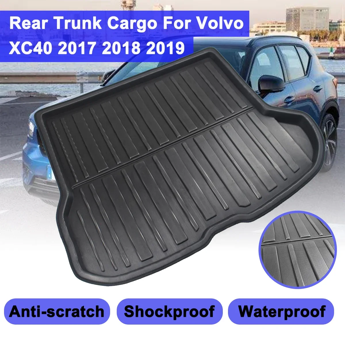 Per Volvo Xc40 2017-2019 Copertura Del Bagagliaio Posteriore Opaco Mat Boot Liner Pavimento Tappeto Car Tray Boot Liner Cargo Fango Antiscivolo Imperm