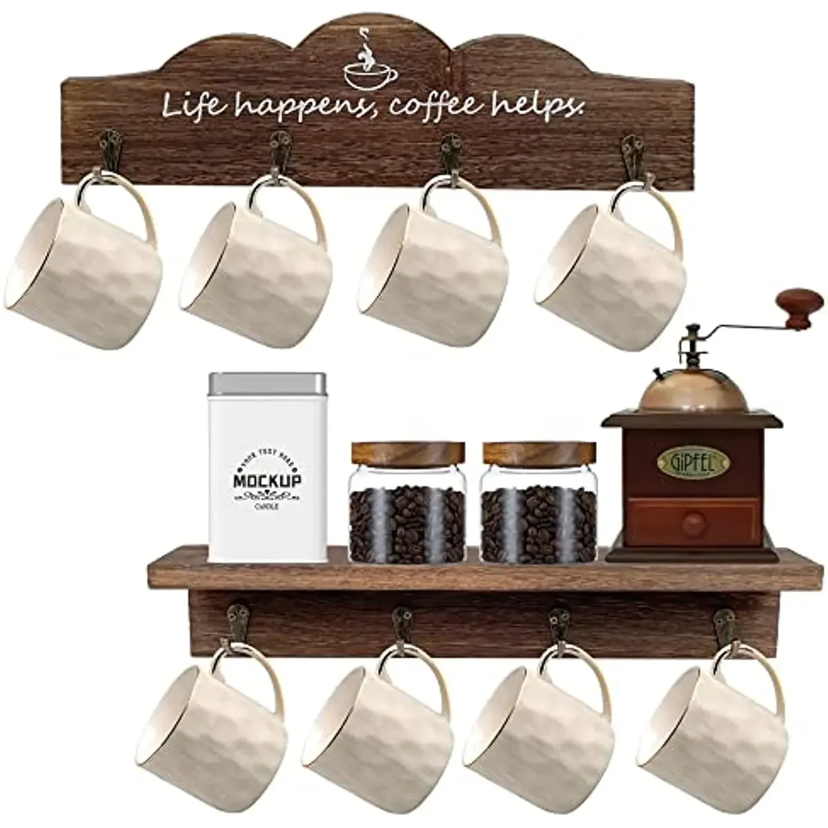 2 Pz/Set Portabicchieri Da Cucina Da Parete Per Decorazioni Da Fattoria Stazione Di Caffè Decorazioni Per Ufficio Mug Organizer Mug Display