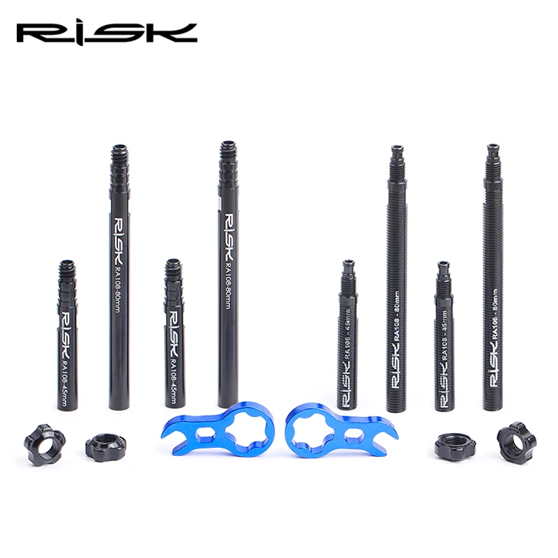 2Pcs Risk Bike Bicycle Camera D'Aria Presta Valve Extender Extender 45Mm/80Mm Integrato Rimovibile Con Chiave Core Ra108