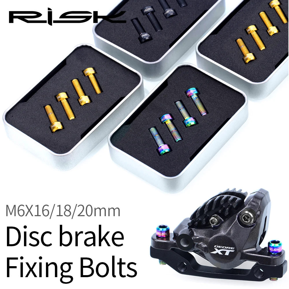 Rischio 4 Strucke M6X18Mm Titan Legierung Mountainbike Disc Bremse Befestigunggs Schrauben Schrauben Mit Rillen Washer Fuir Mtb Fahr