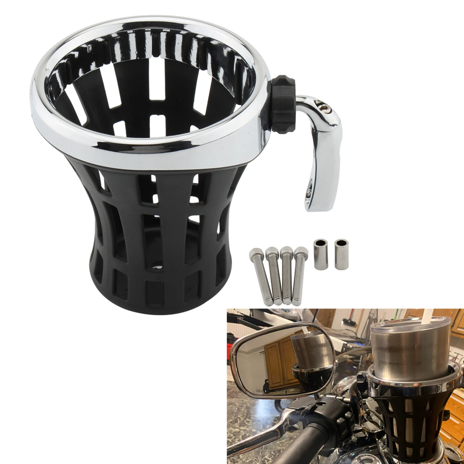 Portabicchieri Per Manubrio Moto Con Supporto Per Cestello In Rete Per Bmw R Nine T Ducati Scrambler Per Honda Gl1500 Gold Wing