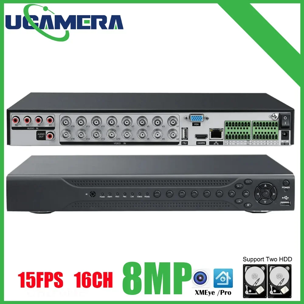 15Fps 4K 16Ch Cctv Dvr Recorder 6 In 1 Hybrid Nvr Dvr Security System 8Mp Xmeye Videoregistratore Di Sorveglianza Analogica 16 Canali 4K