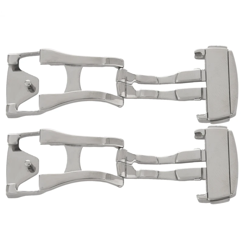 2 Pcs Stainless Steel Deployant Watch Strap Folding Buckle Clasp For Omega, Smooth 20Mm & 18Mm